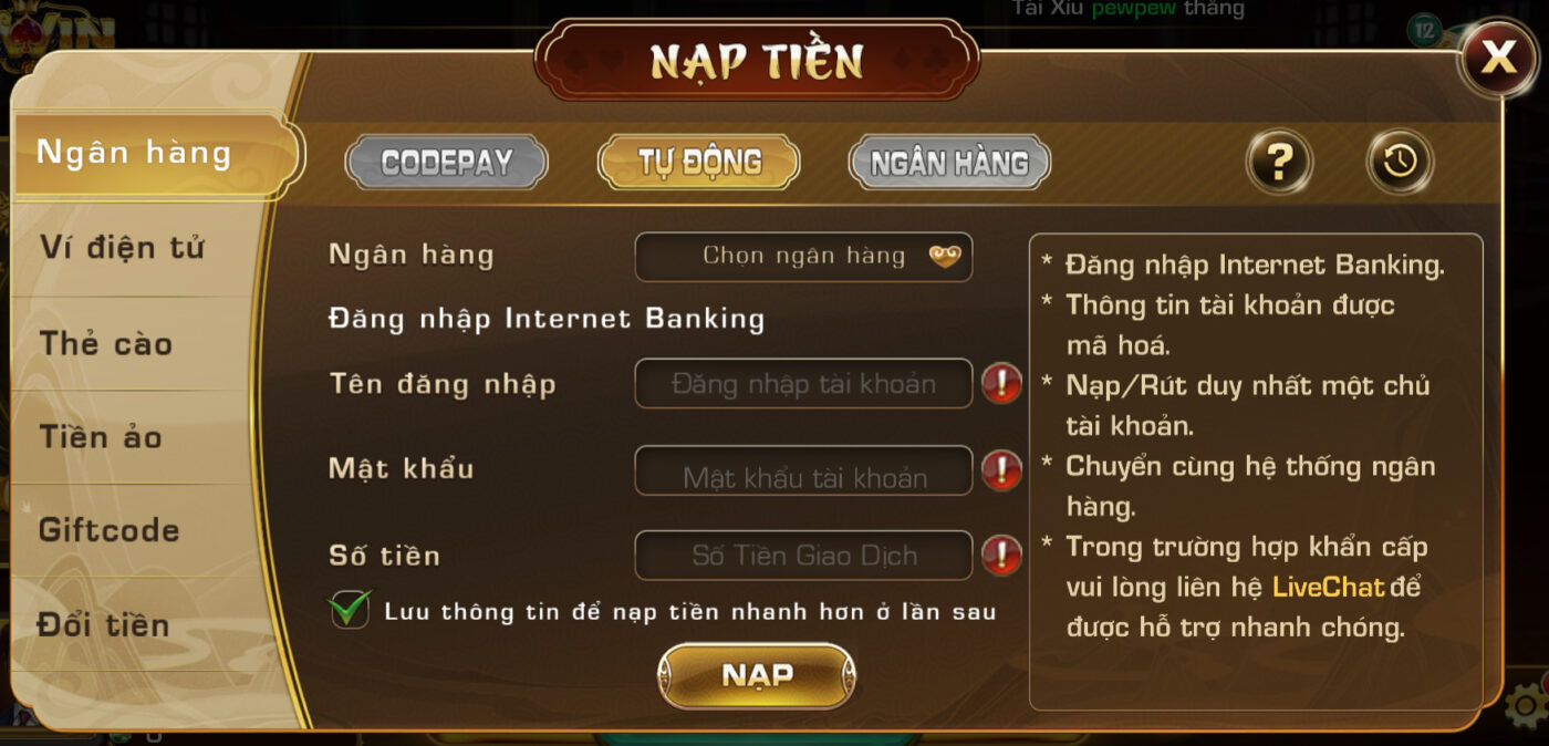 Phương thức thanh toán nhanh game đổi thưởng